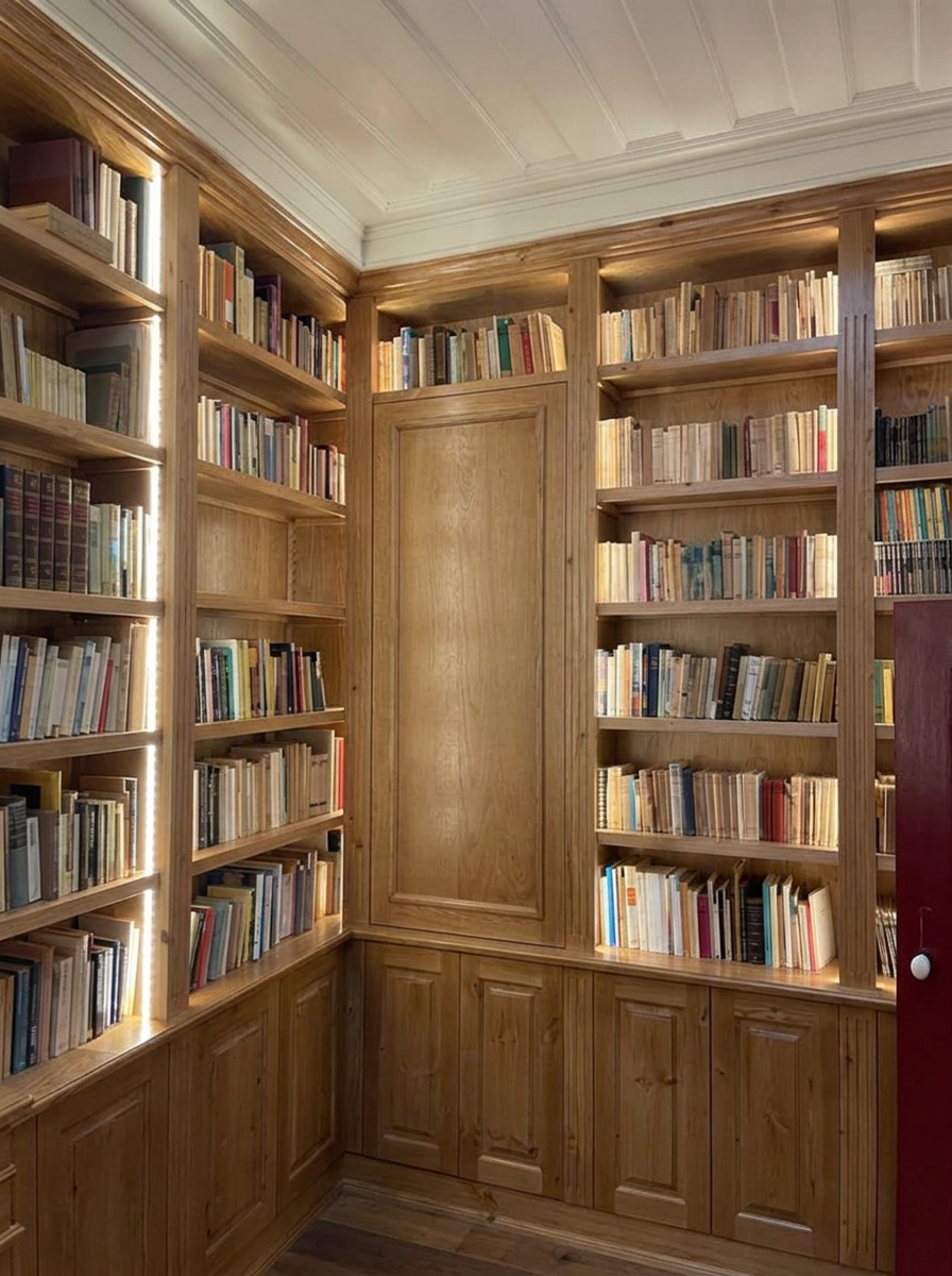 Biblioteca de madeira maciça