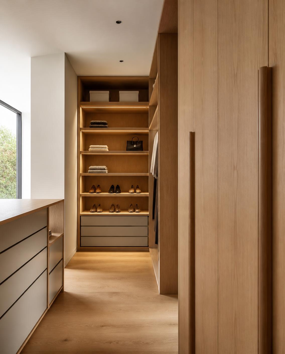 Walk-in closet em carvalho